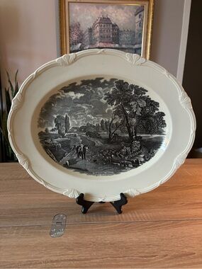 Vintage Large Grindley England Flatford Mill Transfer-Printed Oval Platter 16in
